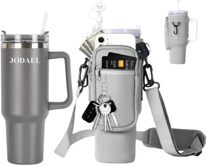 40oz Insulated Tumbler Carrier Bag with Pockets – Travel Holder (No Cup)