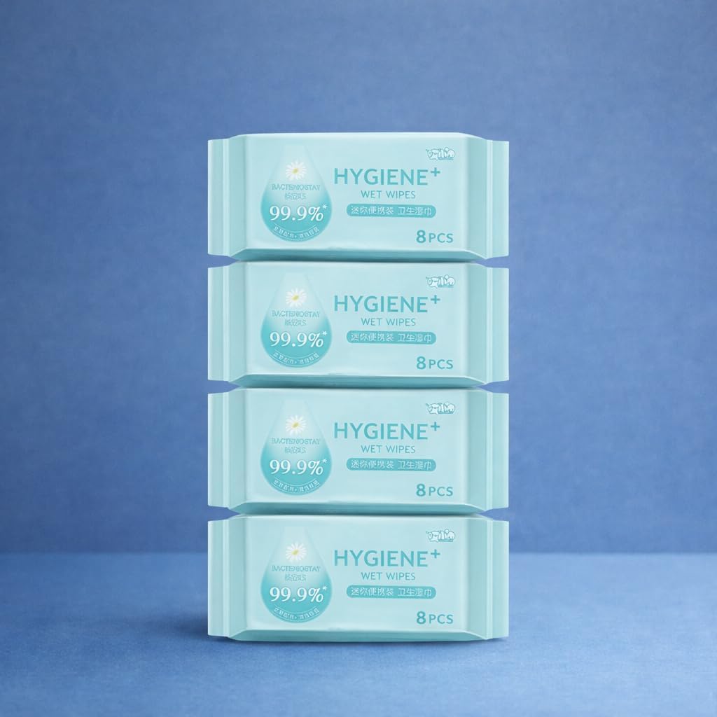 Pocket Size Disinfecting Wet Wipes – Travel Hygiene Pack (8 Count)
