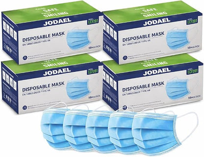 3-Layer Disposable Face Masks with Ear Loops – Travel & Daily Use