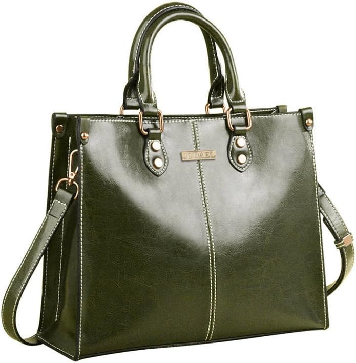 Genuine Leather Women’s Tote Bag – Shoulder & Crossbody Work Handbag