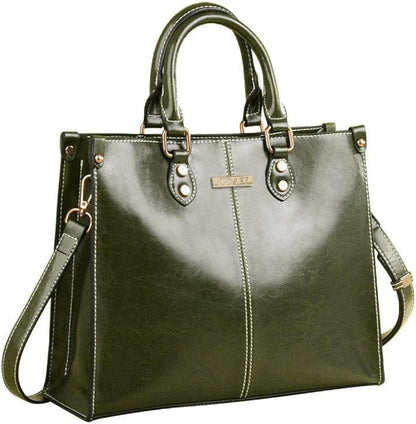 Genuine Leather Women’s Tote Bag – Shoulder & Crossbody Work Handbag
