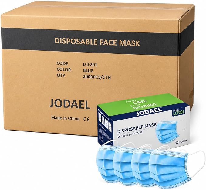 Disposable 3-Ply Face Masks with Ear Loops – Bulk Pack (2000 pcs)
