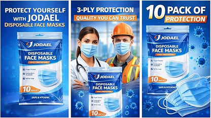 3-Layer Disposable Face Masks with Ear Loops – Travel & Daily Protection