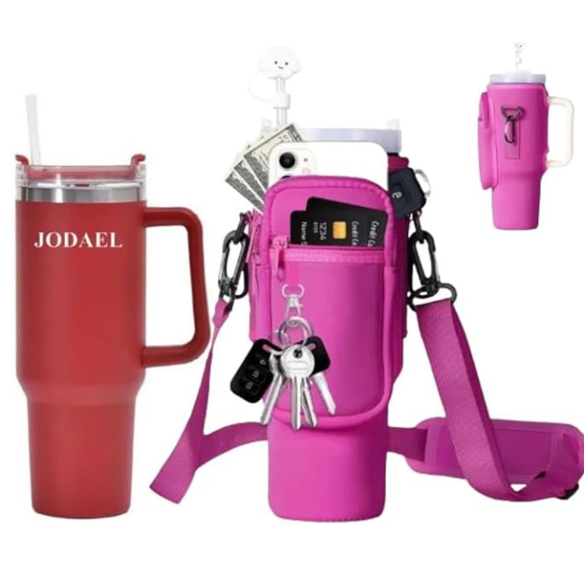 40oz Insulated Tumbler Carrier Bag with Pockets – Travel Holder (No Cup)