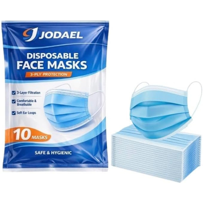 3-Layer Disposable Face Masks with Ear Loops – Travel & Daily Use