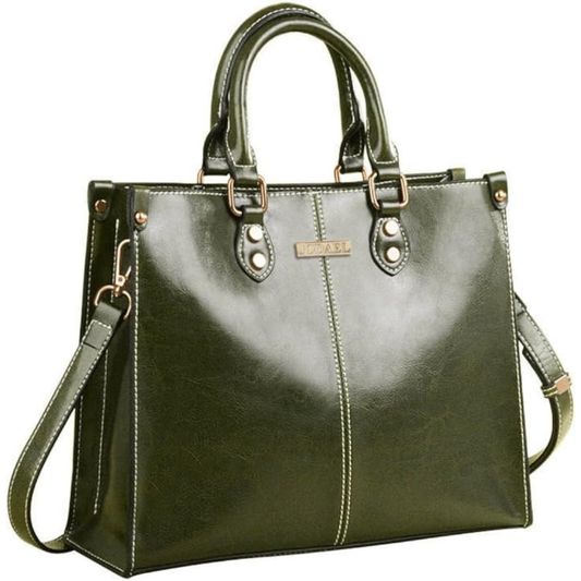 Genuine Leather Women’s Tote Bag – Shoulder & Crossbody Work Handbag