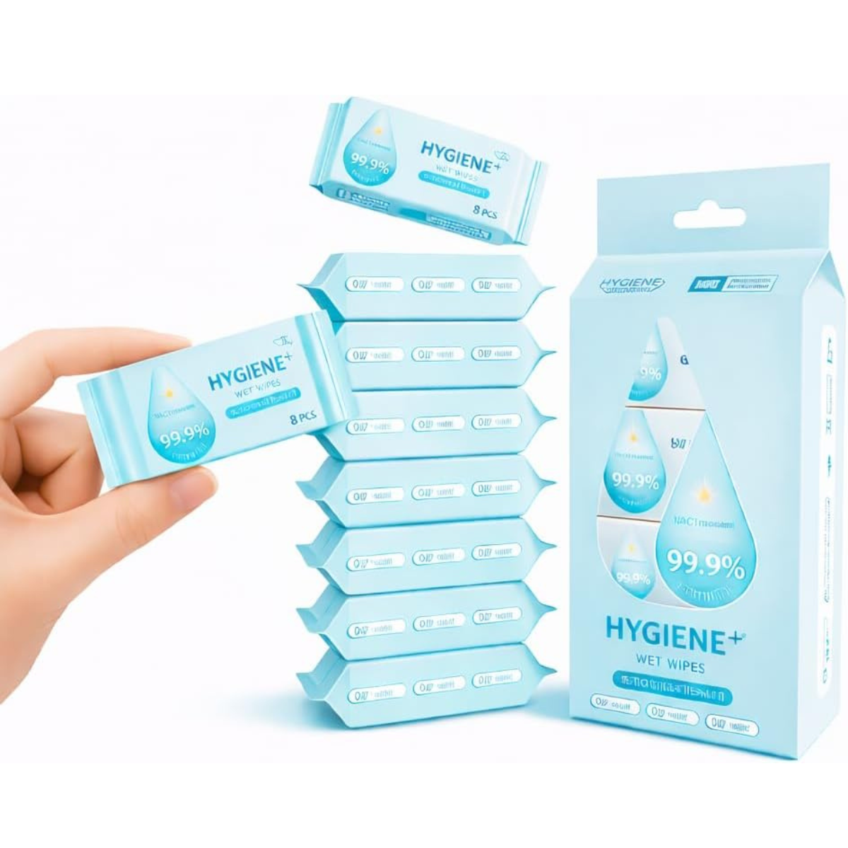 Pocket Size Disinfecting Wet Wipes – Travel Hygiene Pack (8 Count)