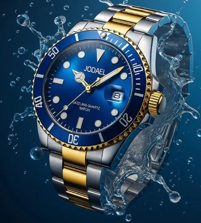 Men’s Luxury Quartz Wristwatch – Stainless Steel Strap Blue Dial